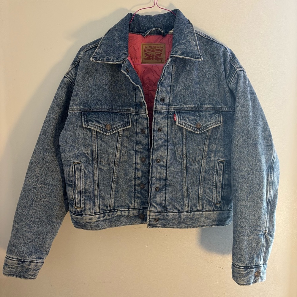 Levi's Padded Trucker Jacket Womens S Quilted Pink Lining - NWOT